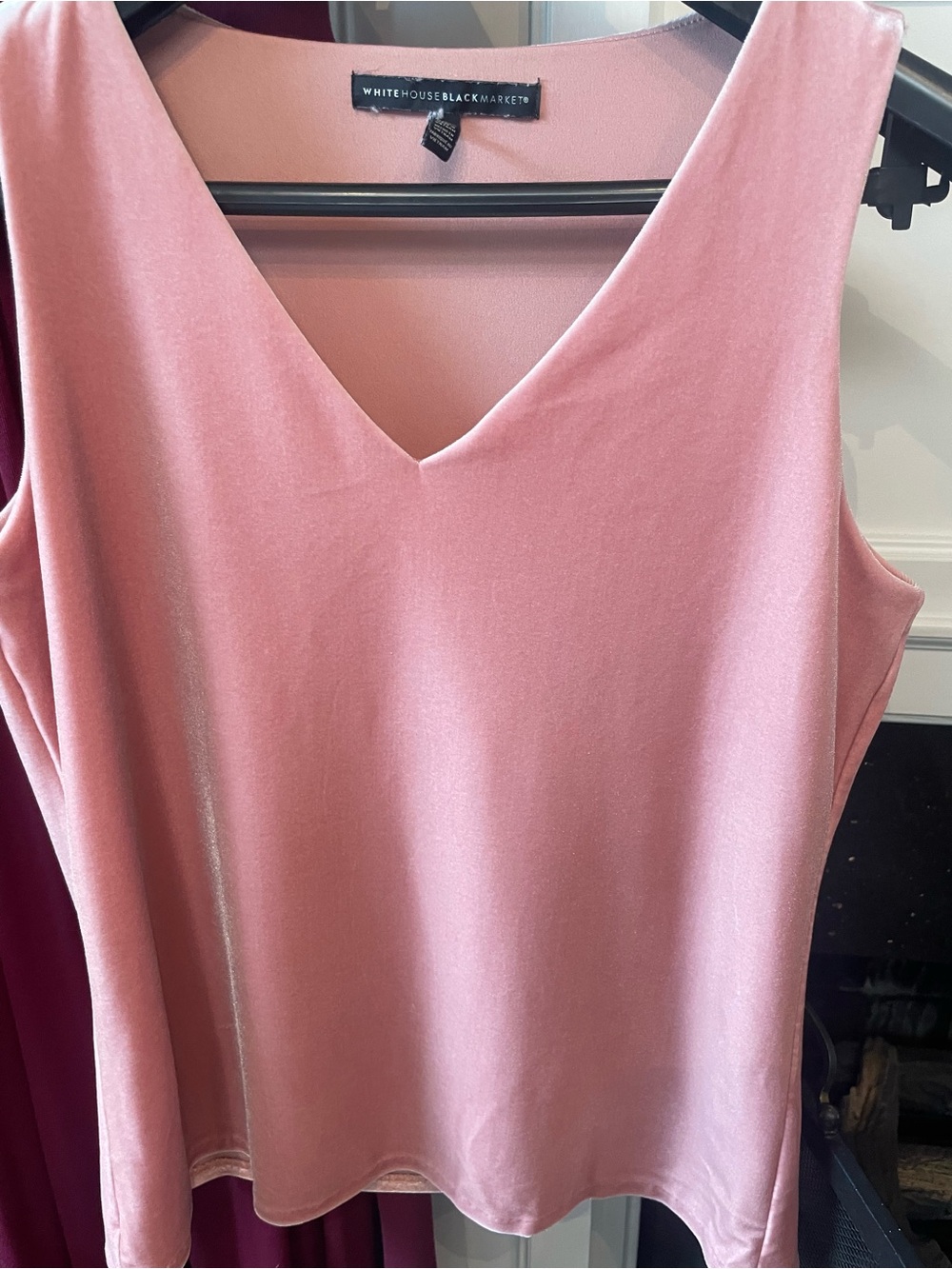 White House Black Market Pink V-Neck Velvety Sleeveless top.  So soft